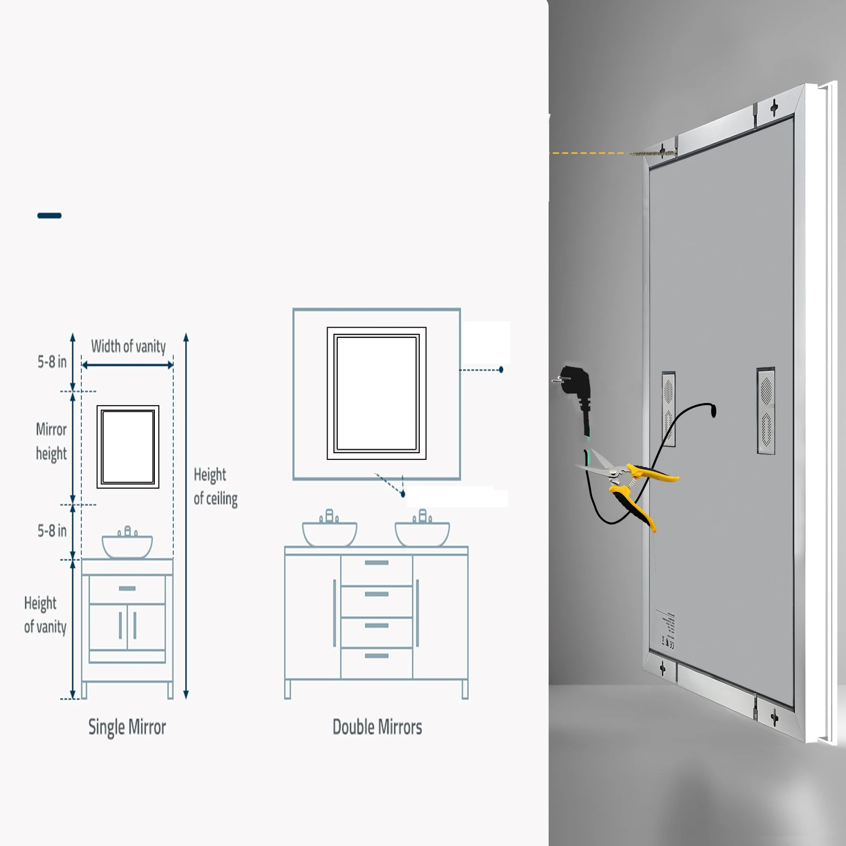 Wisfor 28x36 Lighted Bathroom Mirror with Bluetooth Speaker Smart LED Vanity Makeup Wall Mounted Mirrors 3 Lights Anti-Fog Touch