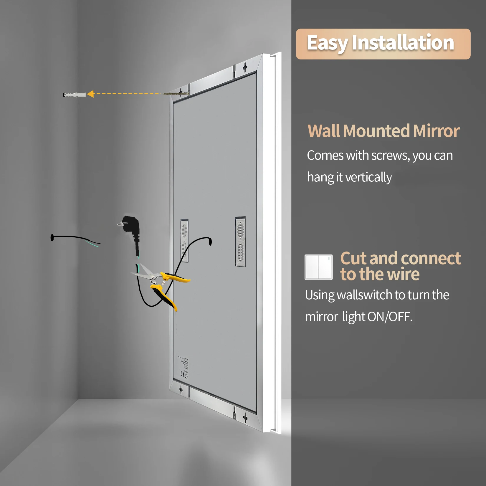 Wisfor 28x36 Lighted Bathroom Mirror with Bluetooth Speaker Smart LED Vanity Makeup Wall Mounted Mirrors 3 Lights Anti-Fog Touch