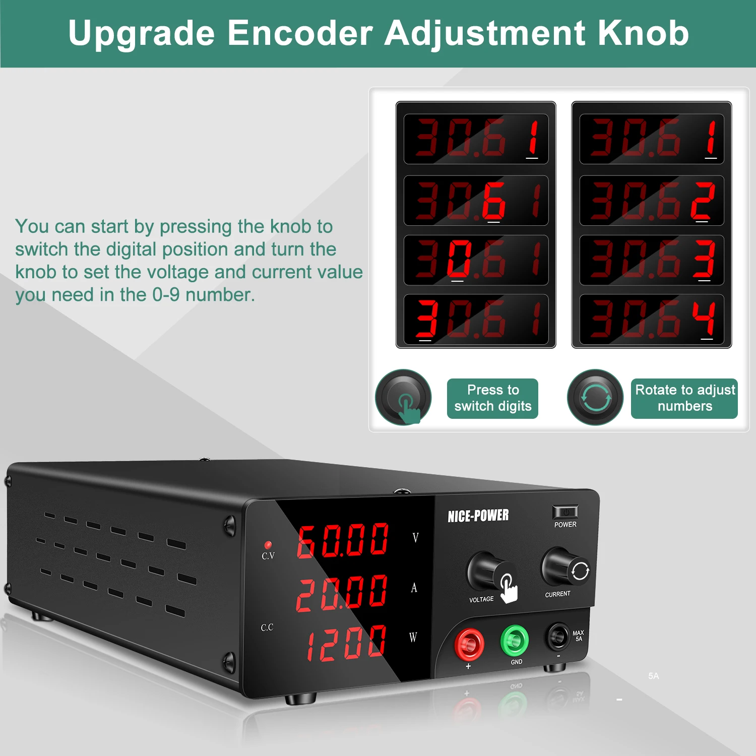 60V 20A Adjustable Laboratory Power Supply 30V 30A Digital Bench Power Source 200V 5A Voltage Regulator 400-1200W Power Source