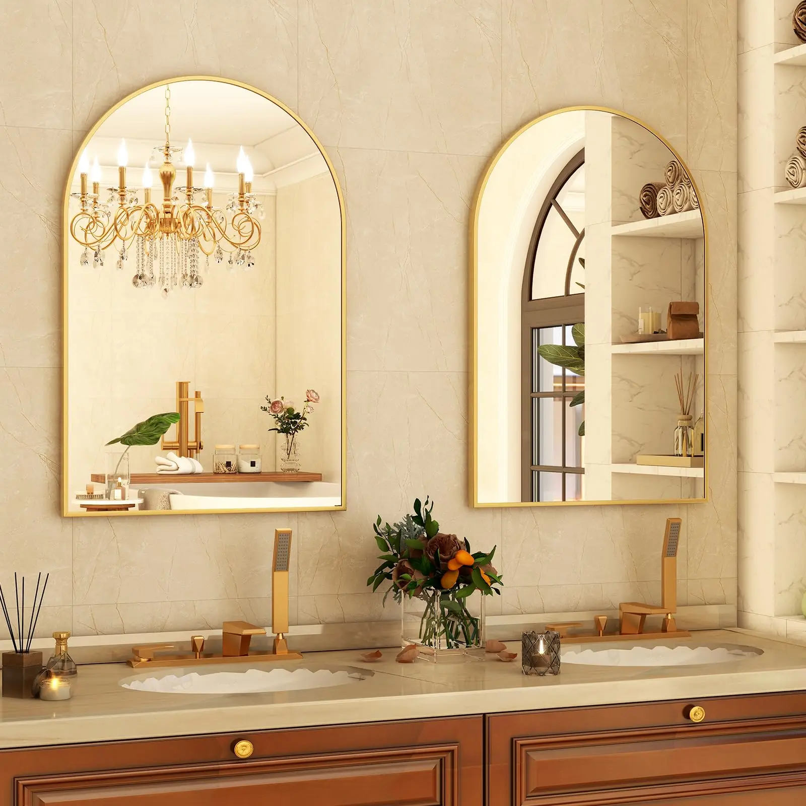 20x30 inch Arch Bathroom Mirror - Arched Bathroom Mirror/Wall Mounted Vanity Mirror - Arch Metal Frame Wall Mirror