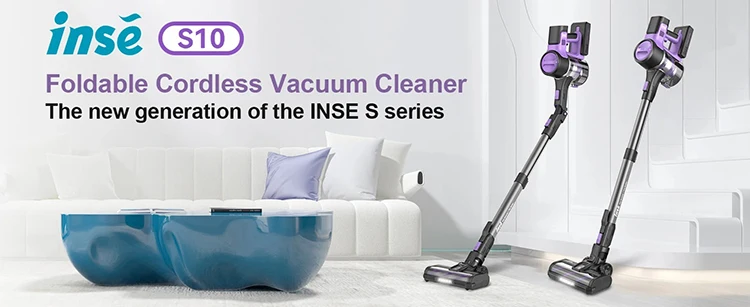 INSE S10 Cordless Vacuum Cleaner 45Kpa Powerful 6-in-1 Stick Vacuum Up to 50Min Runtime Rechargeable Battery for Carpet Pet Hair