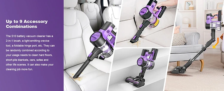 INSE S10 Cordless Vacuum Cleaner 45Kpa Powerful 6-in-1 Stick Vacuum Up to 50Min Runtime Rechargeable Battery for Carpet Pet Hair