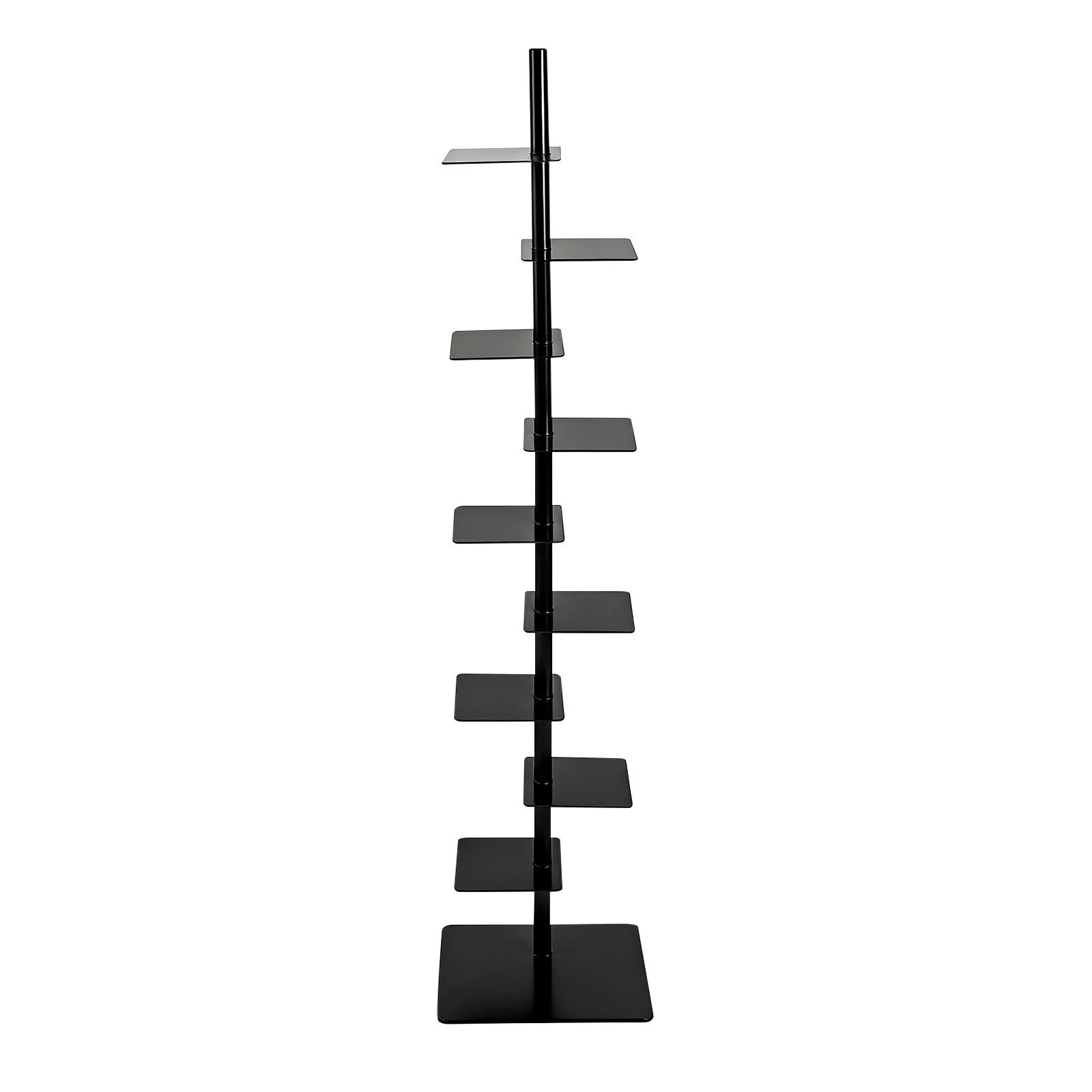 9 Tier Metal Bookshelf Vertical Spine Bookshelf, Black 360 Display Organizer, Adjustable Tall Book Tower for Bedroom Living