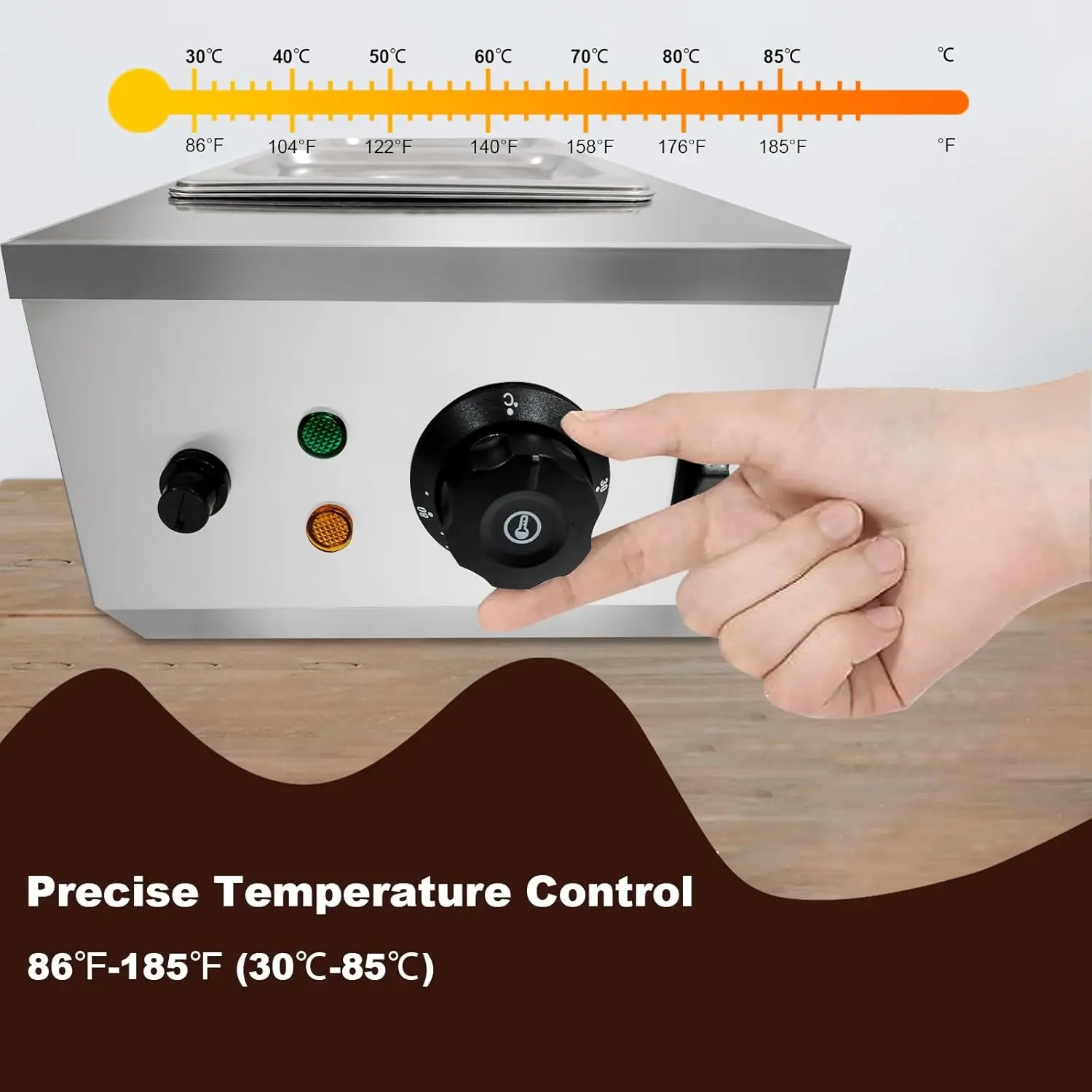 Chocolate Melting Machine, 2/3 Tanks Stainless Steel Chocolate Tempering Machine with Lid,Electric Commercial Food Warmer