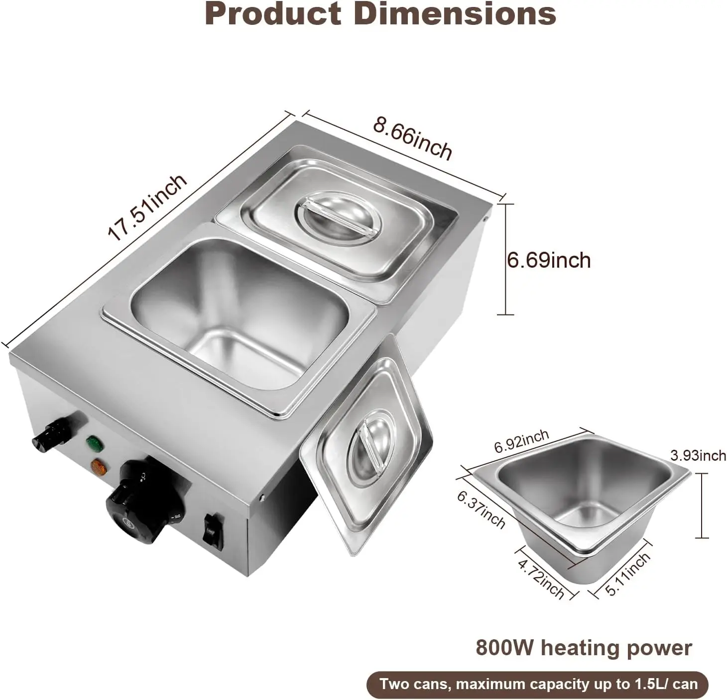 Chocolate Melting Machine, 2/3 Tanks Stainless Steel Chocolate Tempering Machine with Lid,Electric Commercial Food Warmer