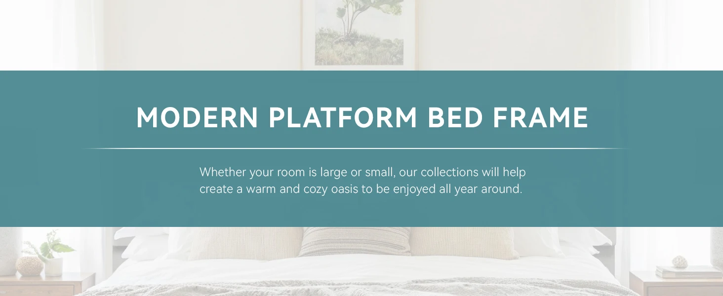 HOOMIC Full/Queen/King Upholstered Bed Frame with Adjustable Linen Headboard, Sturdy Wood Slats & Quiet Support