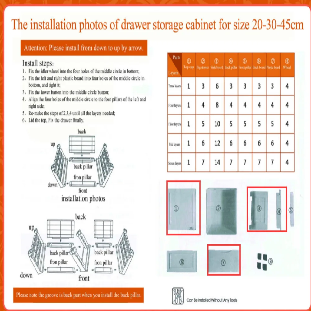 5-Drawer Plastic Storage Cabinet, Dust Proof Lockable Mobile Organizer with Removable Wheels for Garage Workshop Bathroom Closet