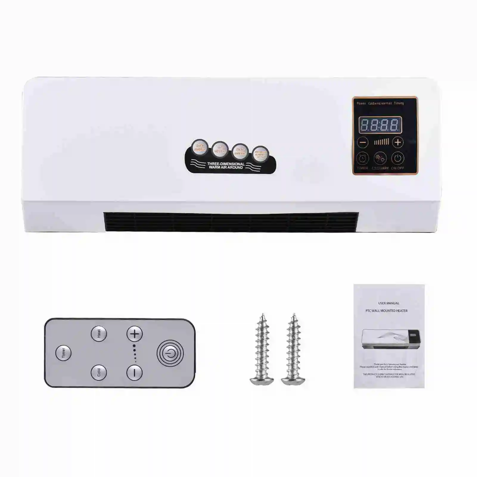NEW Heater with Fan Heater Fan 2 in 1 Heating Nature Wind Timing Digital Display Wall Mounted Space Heater for Home Dormitory
