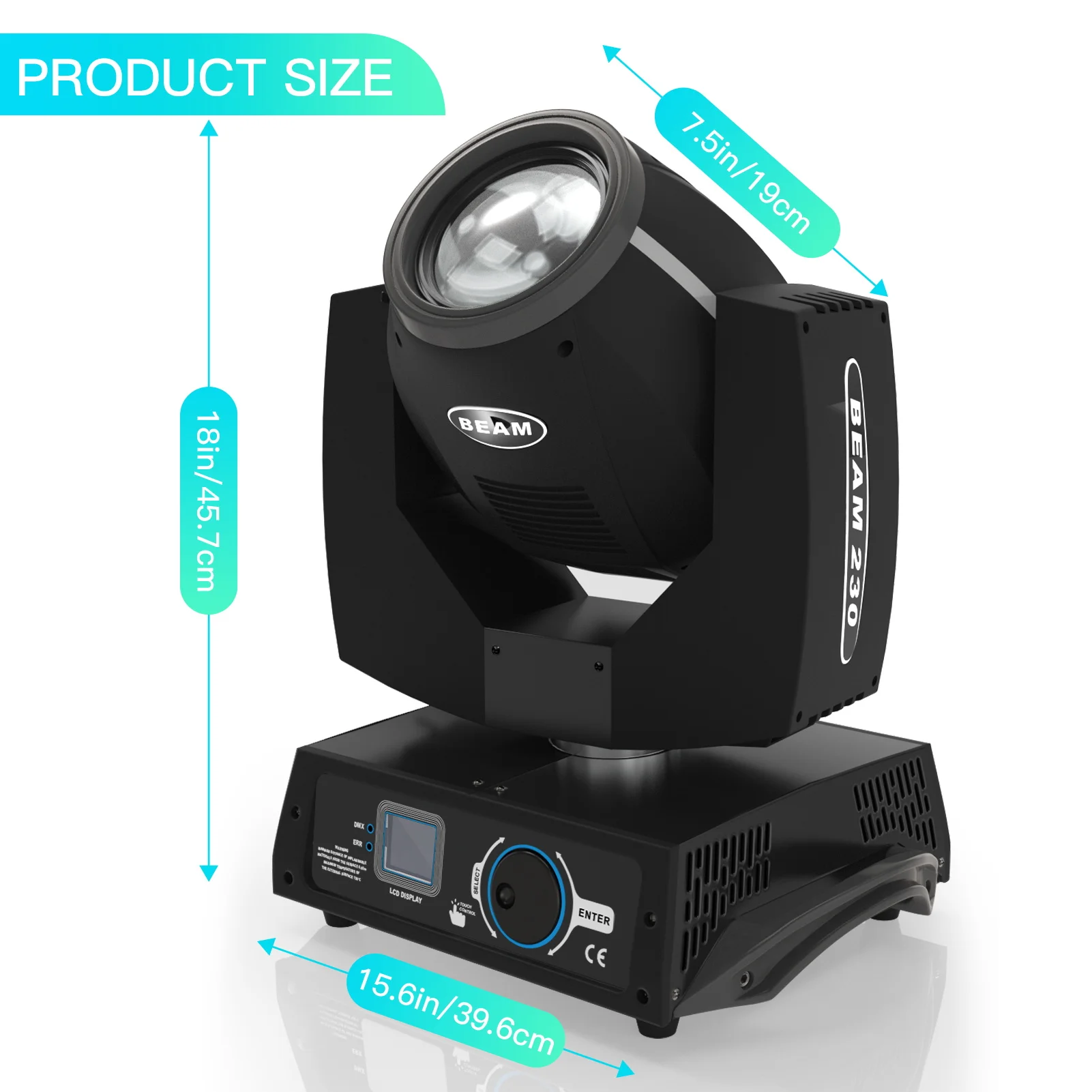 U'King 230W Beam 7R Moving Head Stage Light 16CH DMX512 Sound Activated 16 Gobos Effect Lighting for DJ Concert Party Nightclub