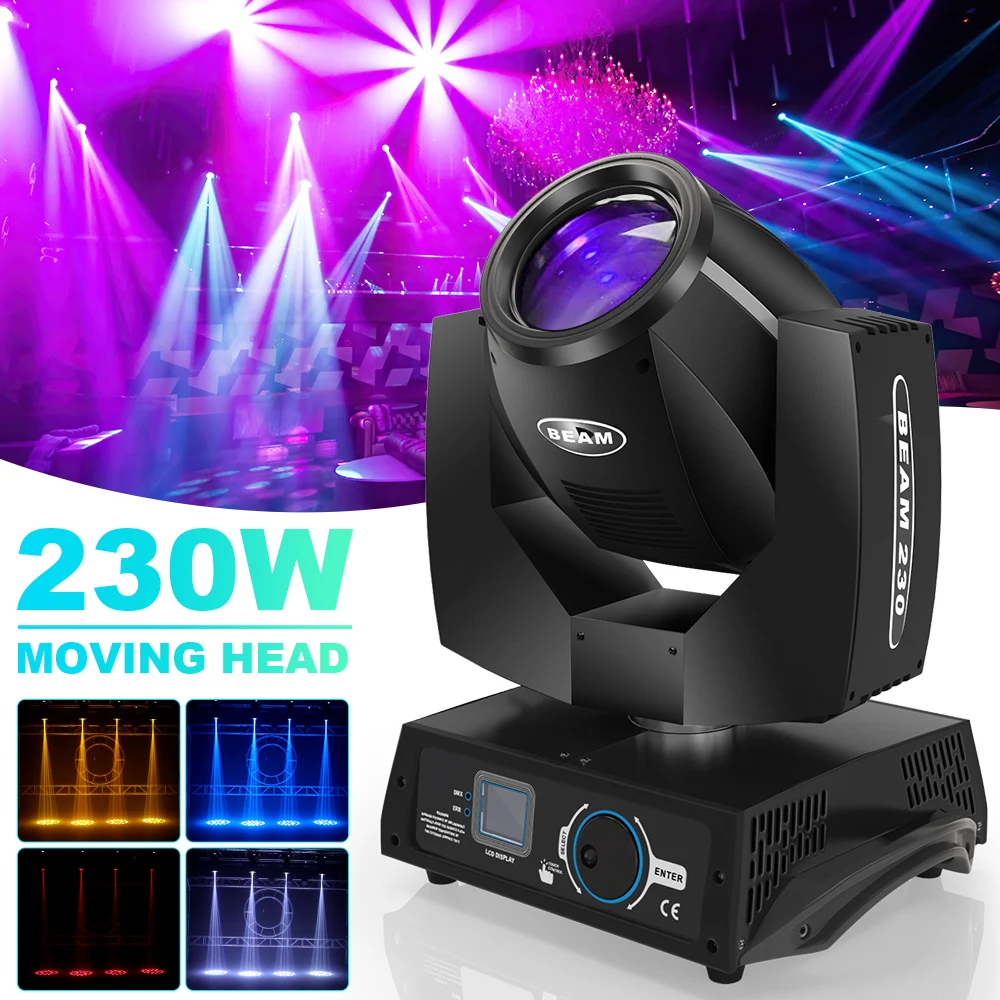 U'King 230W Beam 7R Moving Head Stage Light 16CH DMX512 Sound Activated 16 Gobos Effect Lighting for DJ Concert Party Nightclub