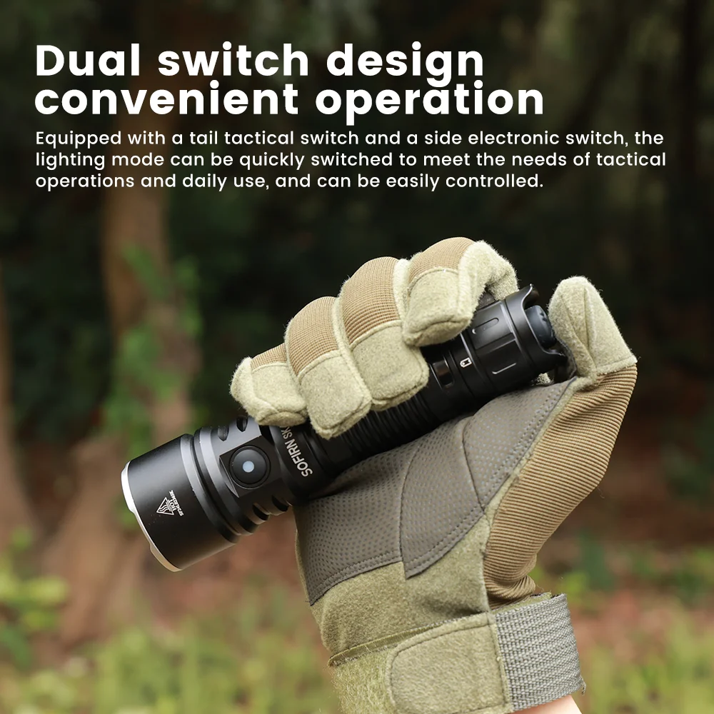 Sofirn SK40 SFT70 LED 3200lm Tactical Flashlight 21700 Rechargeable Powerful Torch 580M Long-Range With Spotlight