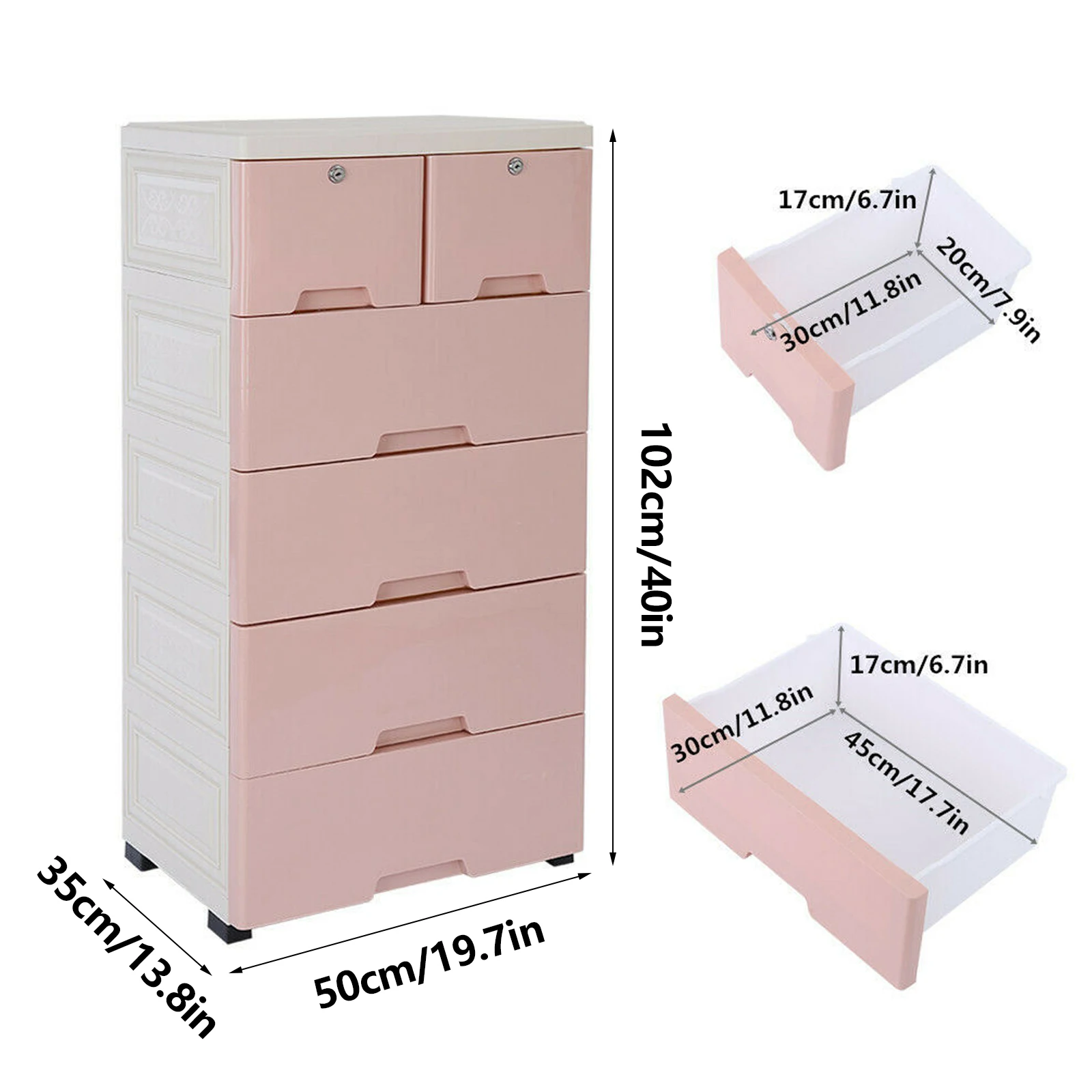 Classic 6 Drawer Plastic Dresser Storage Tower Closet Organizer Unit for Home Office Bedroom