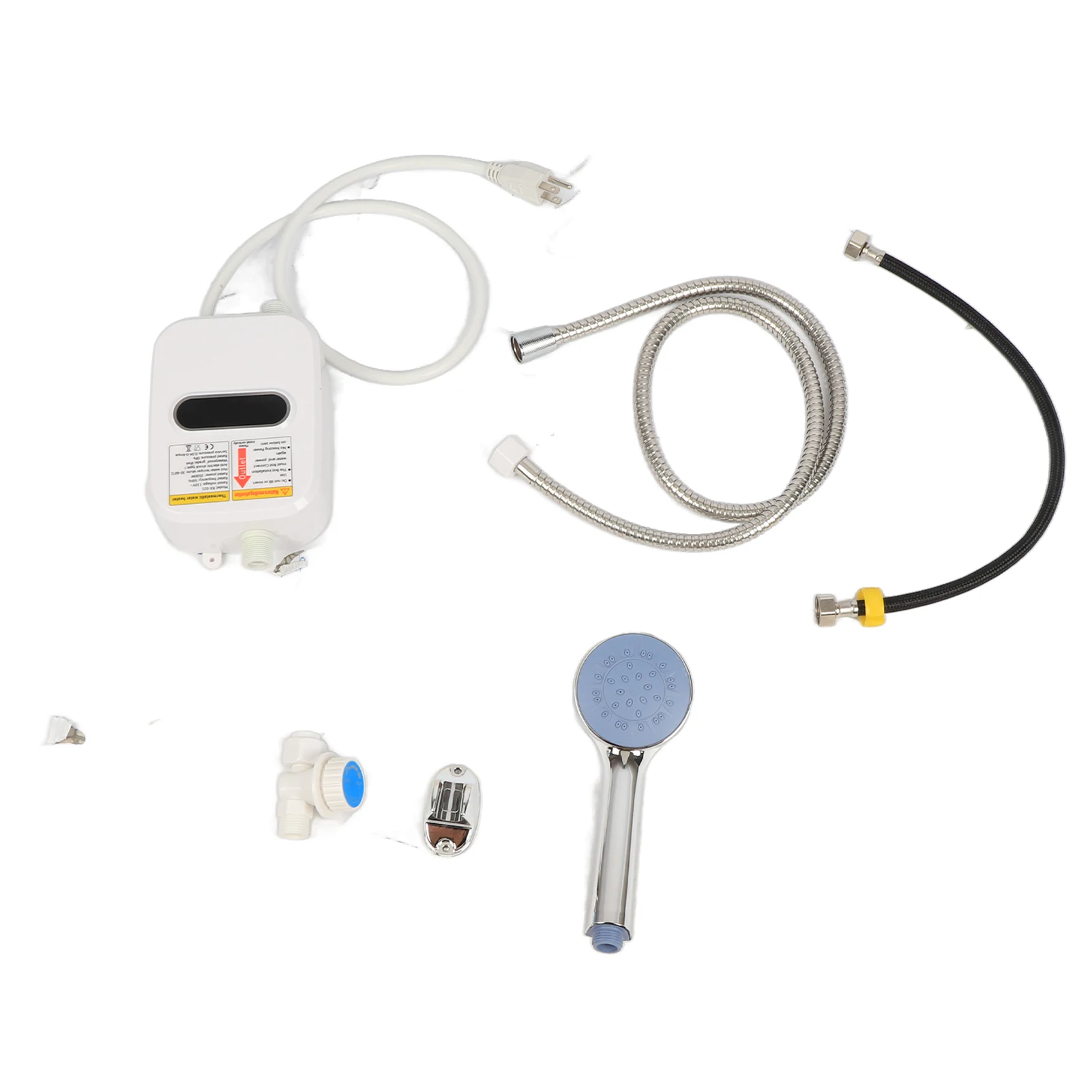 3500W Small Instant Electric Water Heater LCD Temperature Display IPX4 Quick Heating Shower Water Heating Device Set