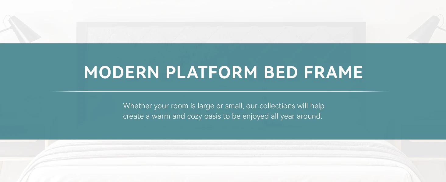 HOOMIC Metal Bed Frame with Upholstered Finely Stitched Headboard, Linen Fabric, Sturdy Foundation, No Box Spring Needed