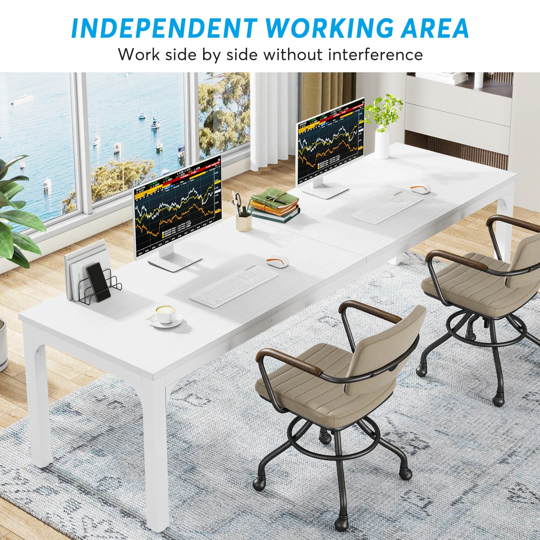 Tribesigns 78.7 Inches Extra Long Computer Desk 2 Person Desk, Double Long Desk, Workstaion for Home Office