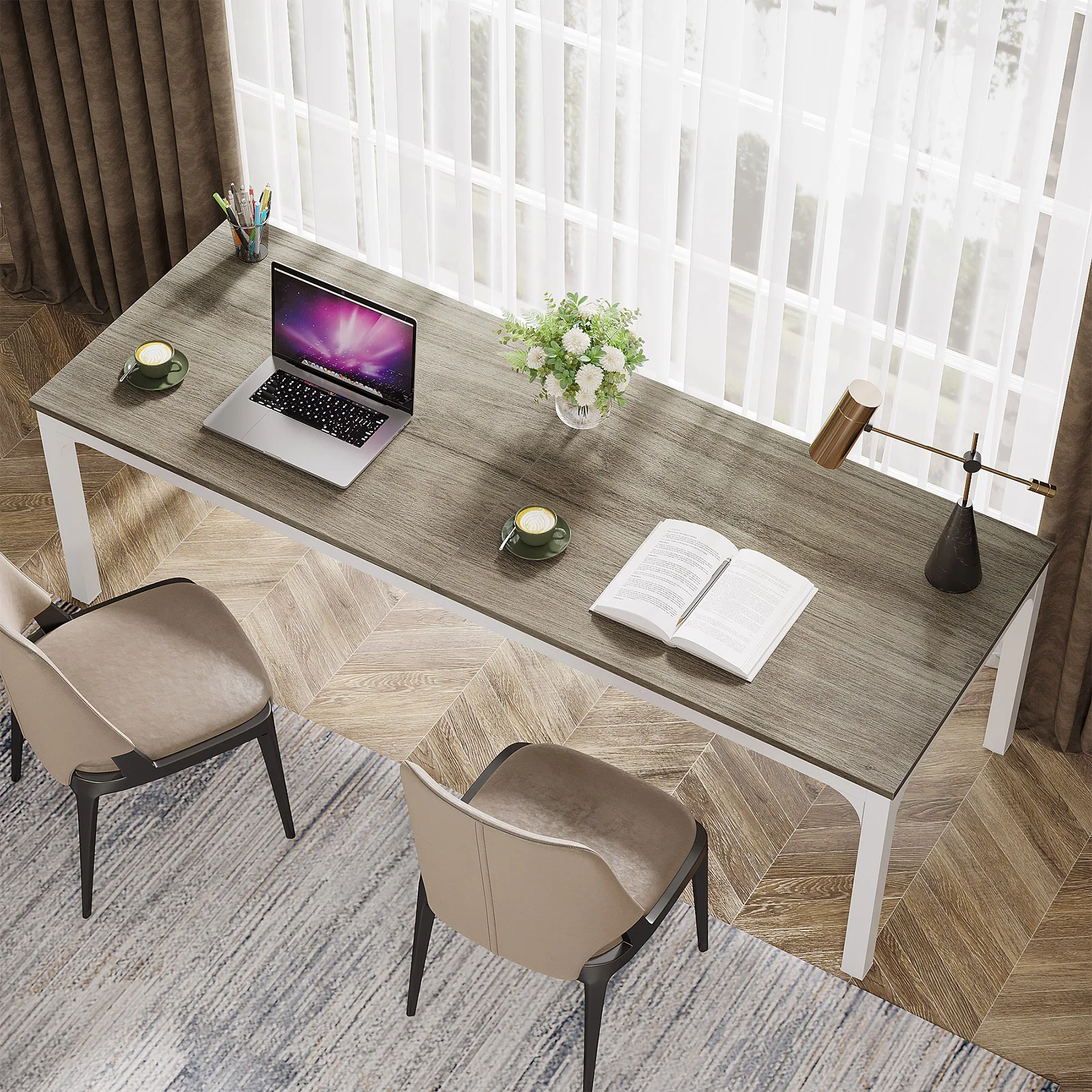 Tribesigns 78.7 Inches Extra Long Computer Desk 2 Person Desk, Double Long Desk, Workstaion for Home Office