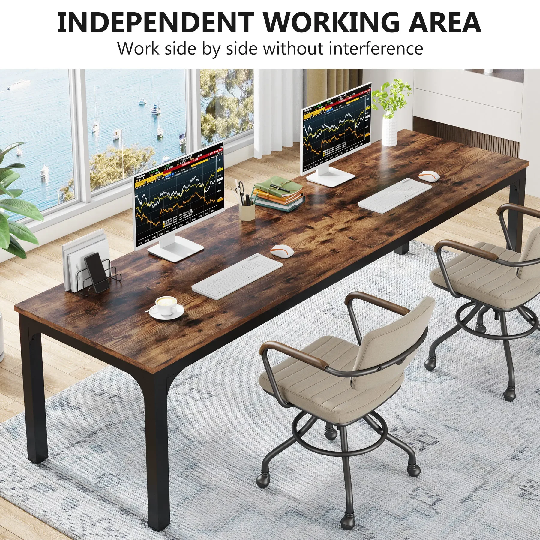 Tribesigns 78.7 Inches Extra Long Computer Desk 2 Person Desk, Double Long Desk, Workstaion for Home Office