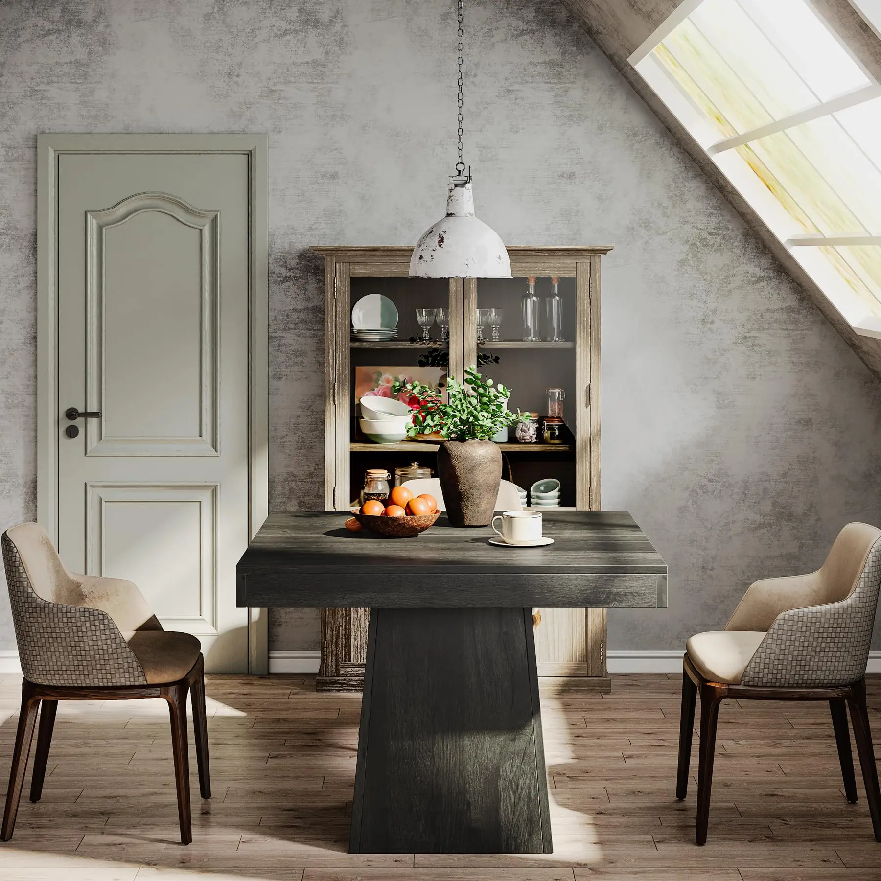 Tribesigns Square Dining Table for 4, 31.5-Inch Kitchen Table Small Dinner Table with Sturdy Pedestal Base, Farmhouse Dining Roo