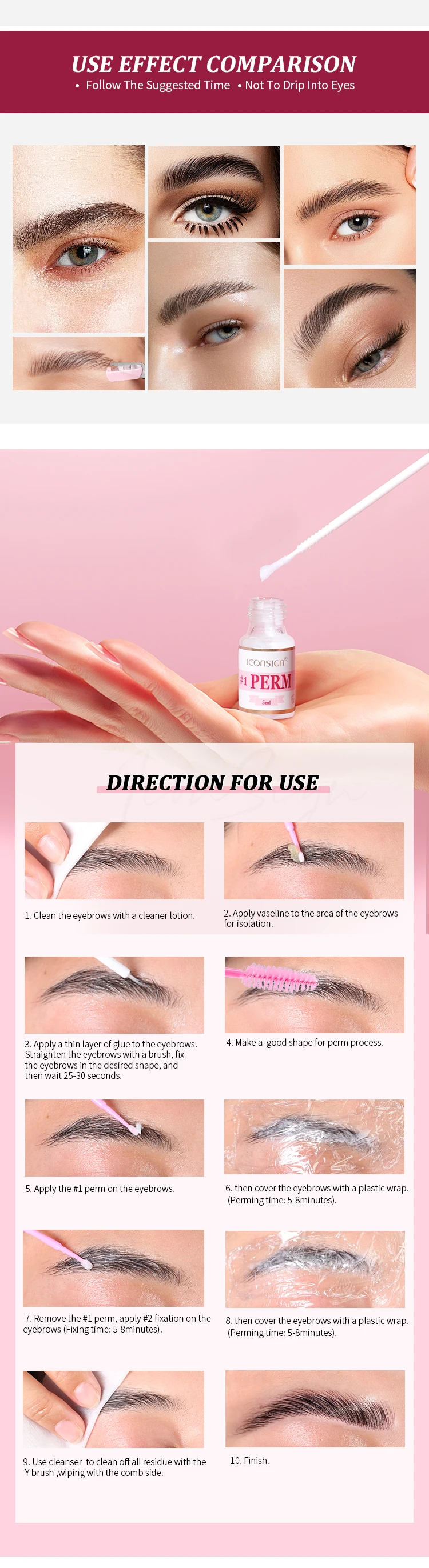 DIY Brow Perm Eyebrow Lamination 45-60 Days ICONSIGN Professional Brow Perming Set Beauty Makeup Tools Home Use
