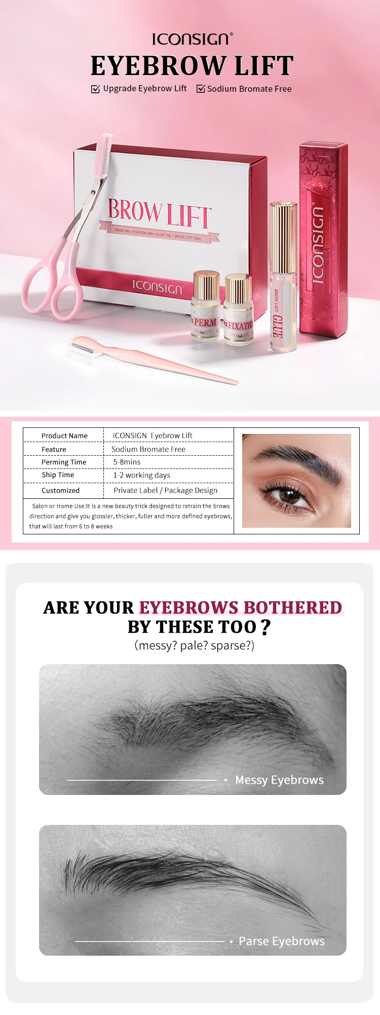 DIY Brow Perm Eyebrow Lamination 45-60 Days ICONSIGN Professional Brow Perming Set Beauty Makeup Tools Home Use