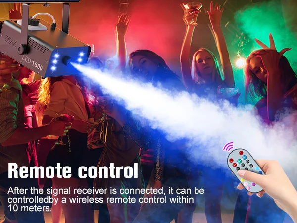 U'King 1500W Smoke Machine RGB 6 LED Fog Machine with Remote Control for DJ Disco Party Christmas Stage Effect Fogger Machine