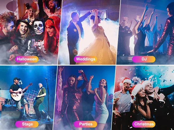 U'King 1500W Smoke Machine RGB 6 LED Fog Machine with Remote Control for DJ Disco Party Christmas Stage Effect Fogger Machine