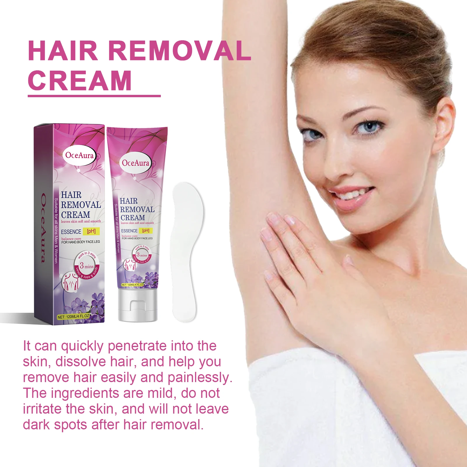 Oceaura Herbal Hair Removal Cream Gentle Non-irritating Skin Improve Roughness Pore Invisible Moisturize Smooth Hair Removal Gel