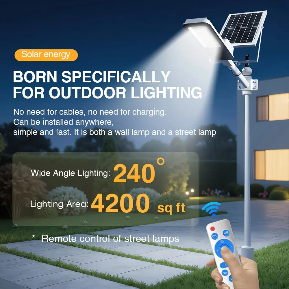 4 Sets 4000mAh- Outdoor Solar Street Lamps, Commercial Area Lighting Fixtures, Wall Lights, with Automatic Sensor Switches