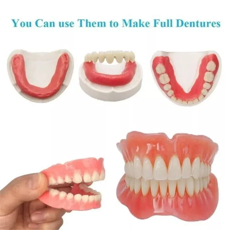 DIY Customizable Tooth Cover Denture Care Upper And Lower Plastic Dentures Preformed False Teeth Set Dental Resin Denture