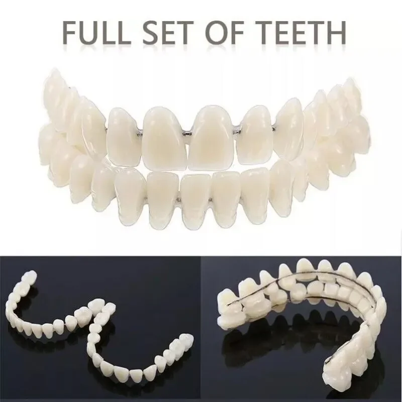 DIY Customizable Tooth Cover Denture Care Upper And Lower Plastic Dentures Preformed False Teeth Set Dental Resin Denture