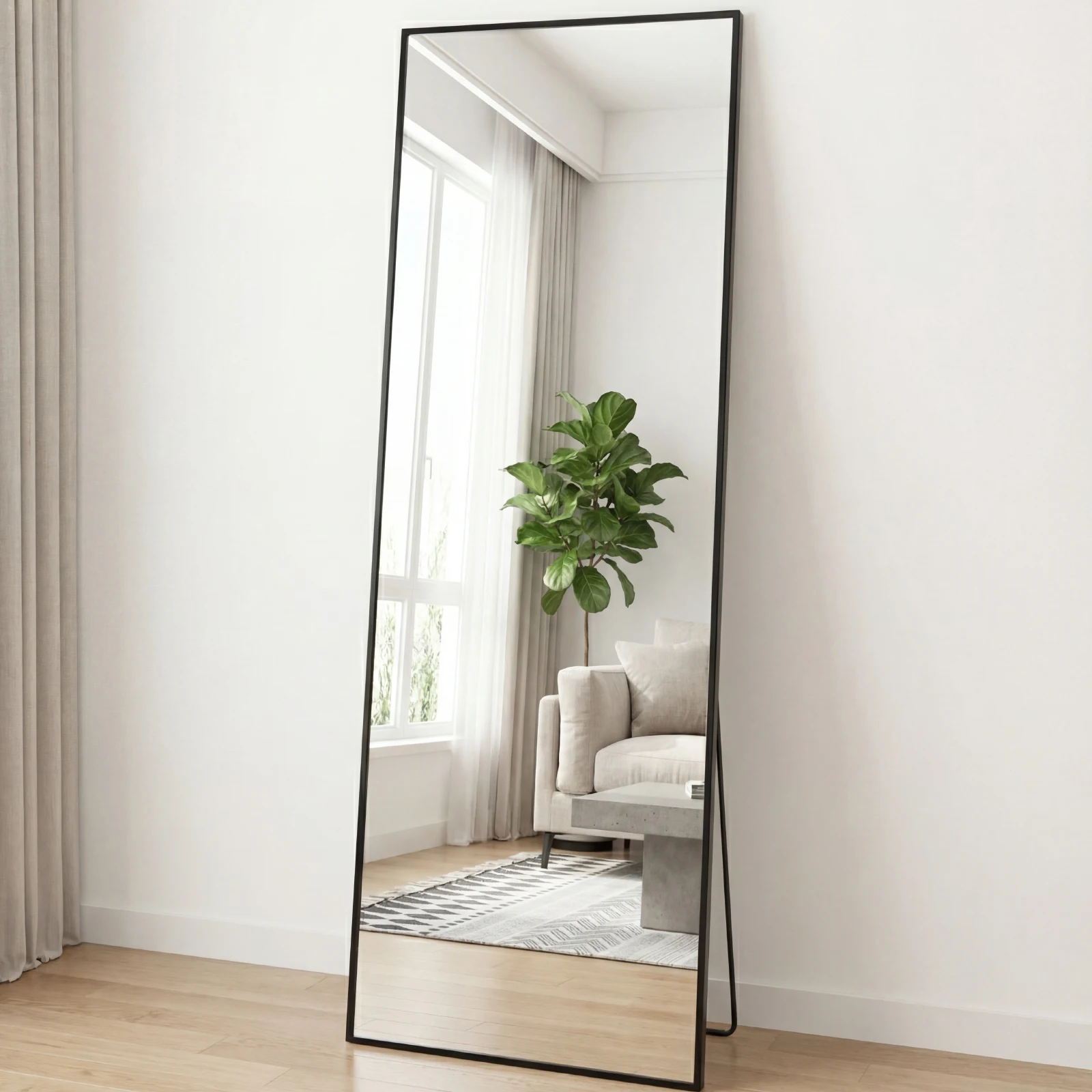 JHK 68"x26" Arched Full Length Mirror with Stand Floor Free Standing Aluminum Frame for Bedroom Bathroom Body Hanging Leaning