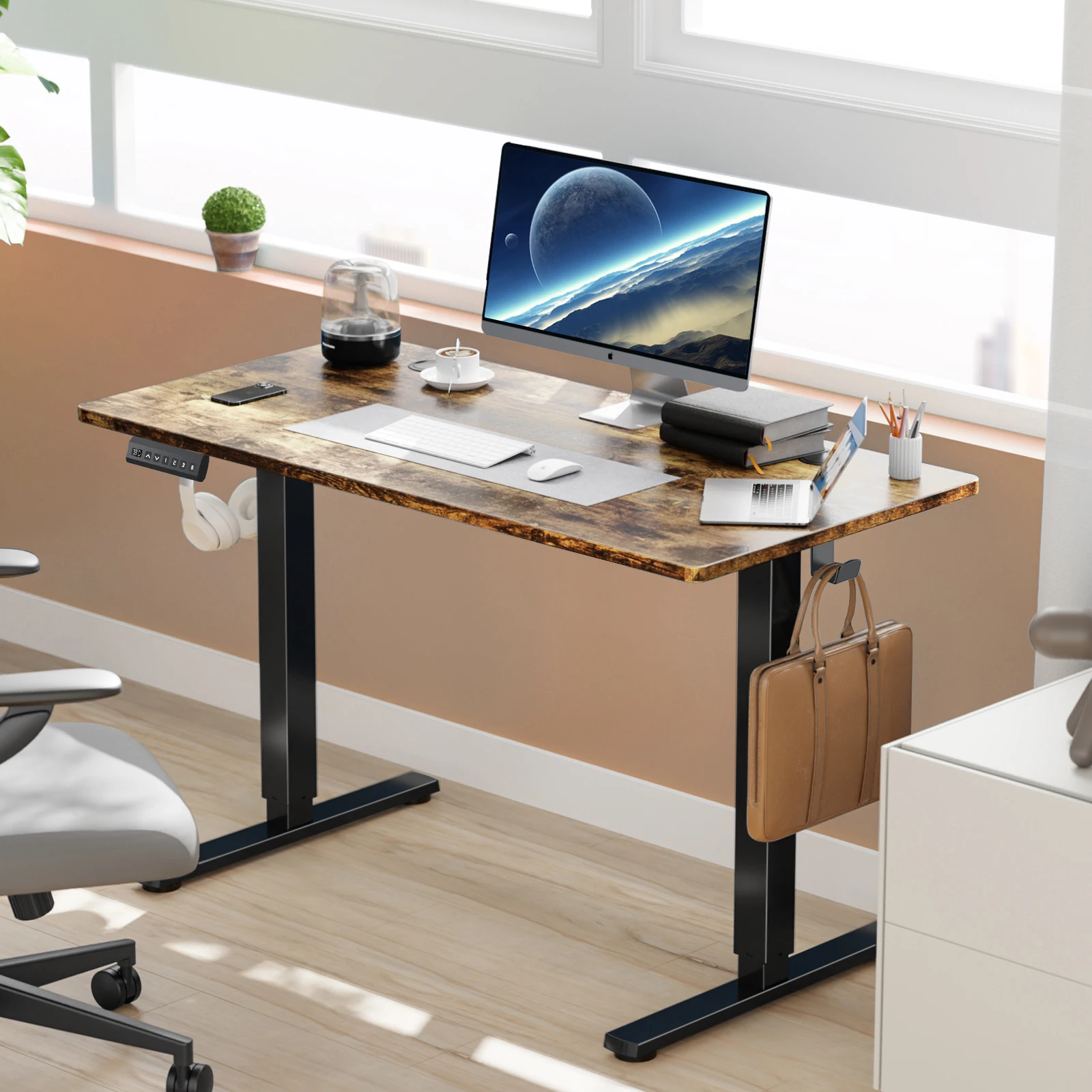 JHK 63x24 Inch Electric Standing Desk Ergonomic Height Adjustable Stand Up Sit Stand Computer Workstation Work Table For Office