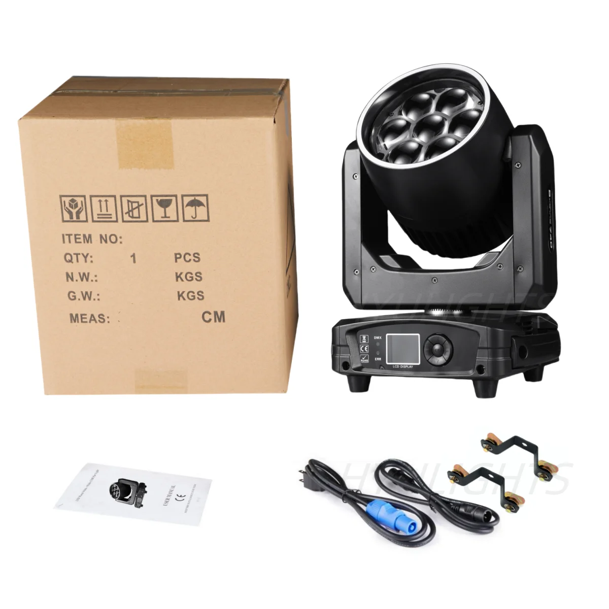 7x40W Bee Eye Beam Wash Halo Effect LED Moving Head 300W RGBW 4in1 DJ Stage Lighting Effects