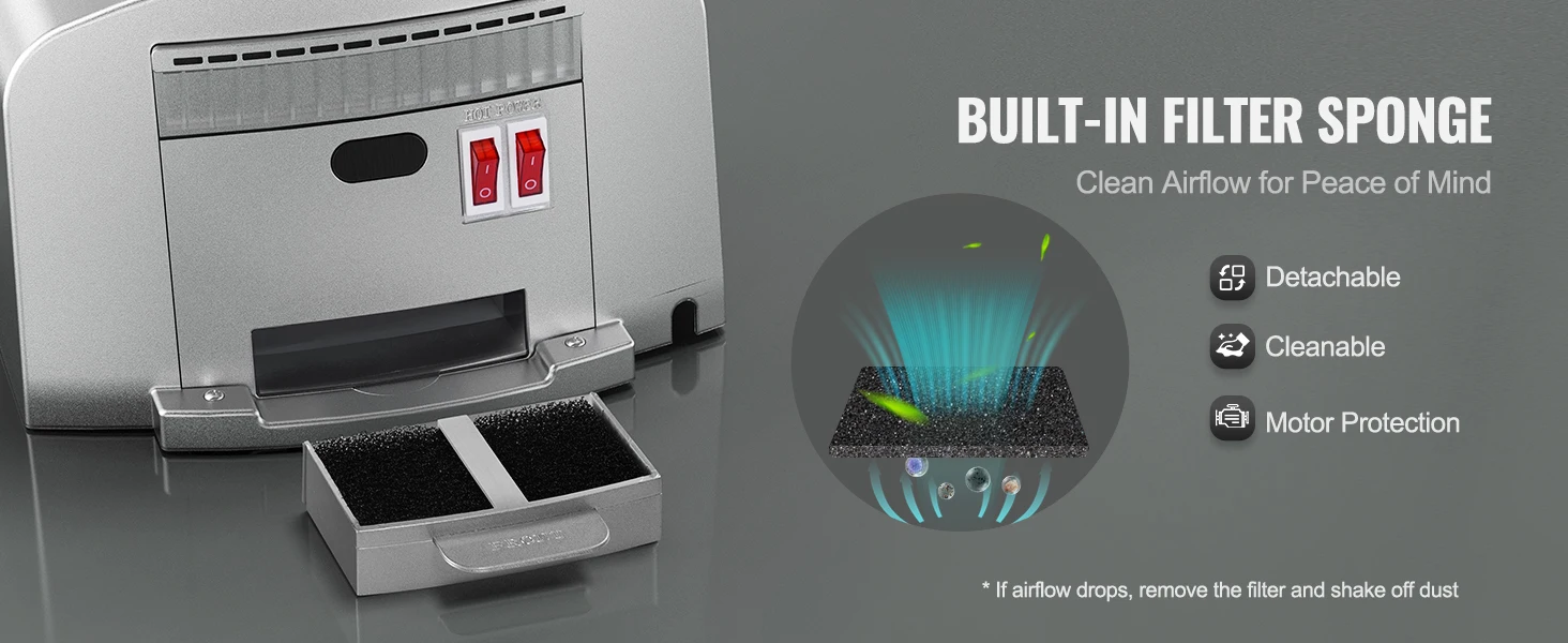 SucceBuy Heavy Duty Commercial Hand Dryer 1400W Automatic High Speed Warm Wind Hand Blower Built-In Filter Sponge for Home