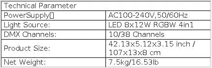 SHEHDS 8x12w Beam Moving Head RGBW 4in1 Bar Light For DJ Disco Wedding Party Stage Light Effect Professional DMX 512 Stage Light