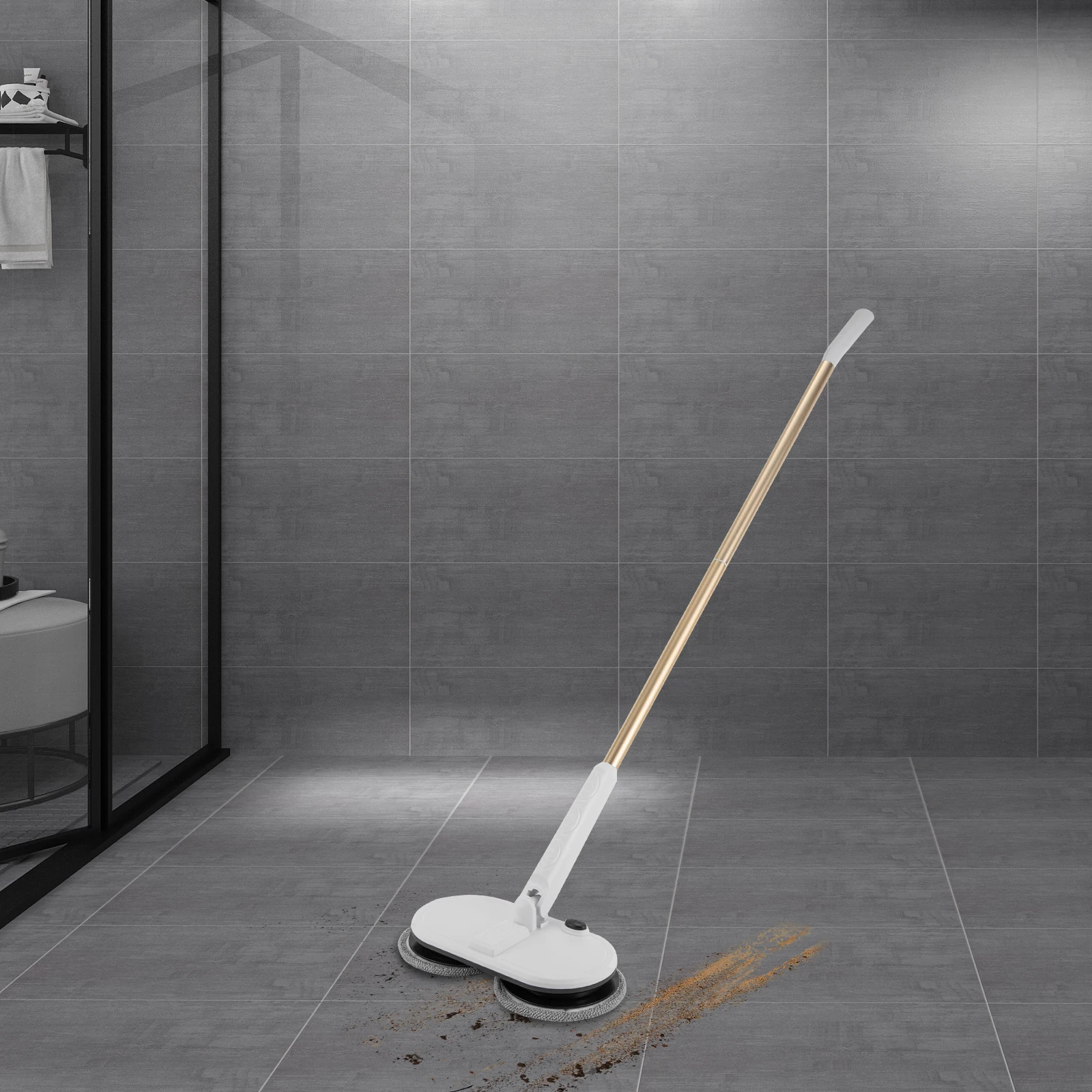 15W Cordless Electric Mop W/ 60 Min Battery Life 150RPM Rotation for Hard Floor Cleaning USB Rechargeable & Low Noise Operation