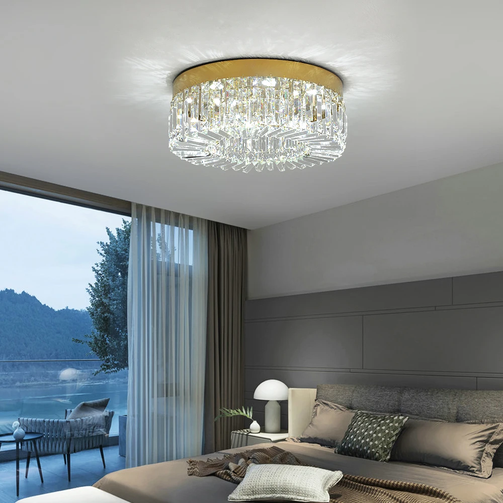 Crystal Ceiling Lamp Living Room Gold Luxury Modern Chandeliers Decoration Led Ceiling Lights Lighting Fixture Diameter 40 50cm
