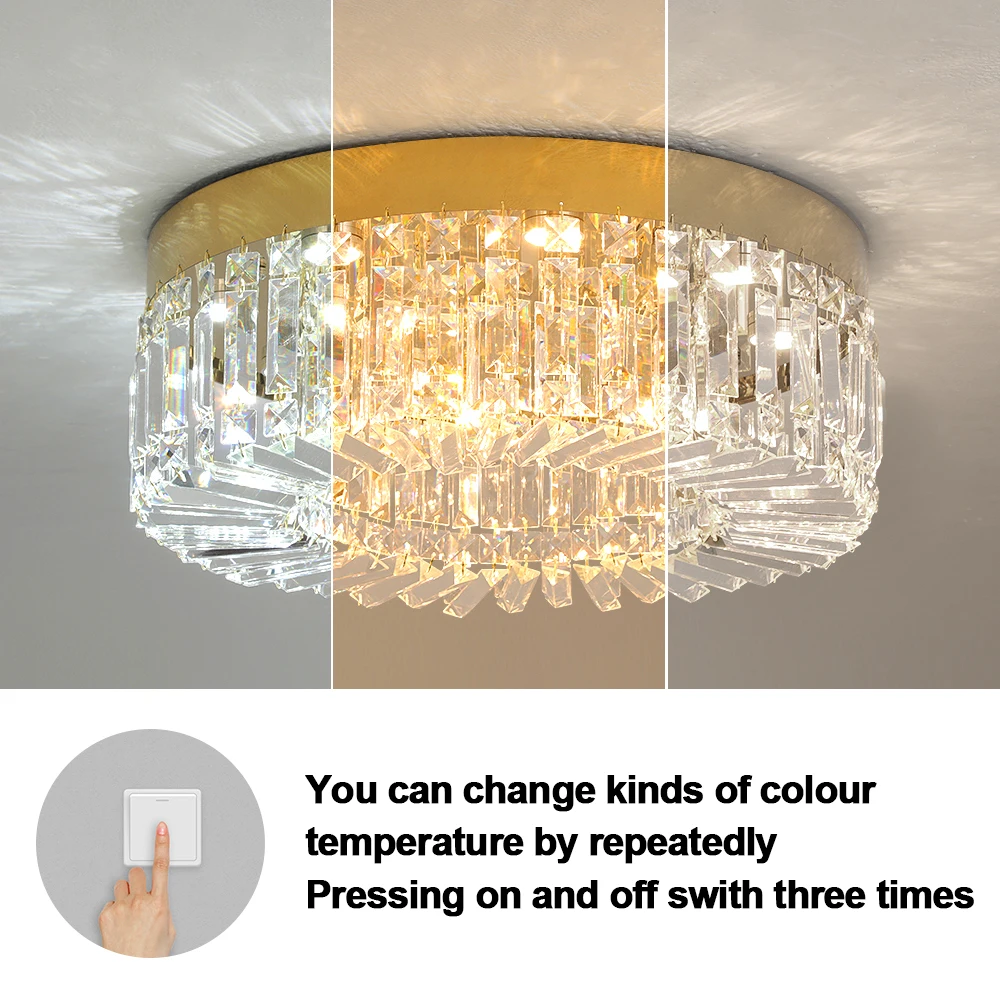 Crystal Ceiling Lamp Living Room Gold Luxury Modern Chandeliers Decoration Led Ceiling Lights Lighting Fixture Diameter 40 50cm