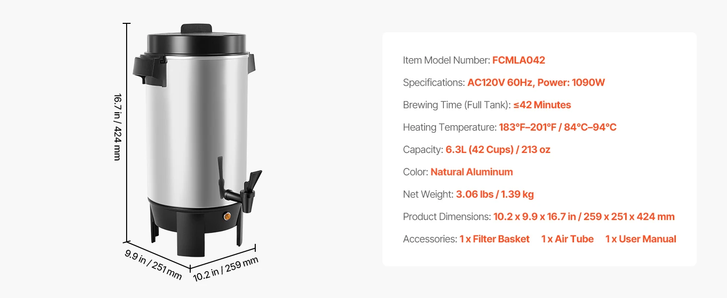 SucceBuy Commercial Coffee Urn Hot Beverage Dispenser with Dripless Faucet Quick-Brewing Coffee Maker for Catering, Party