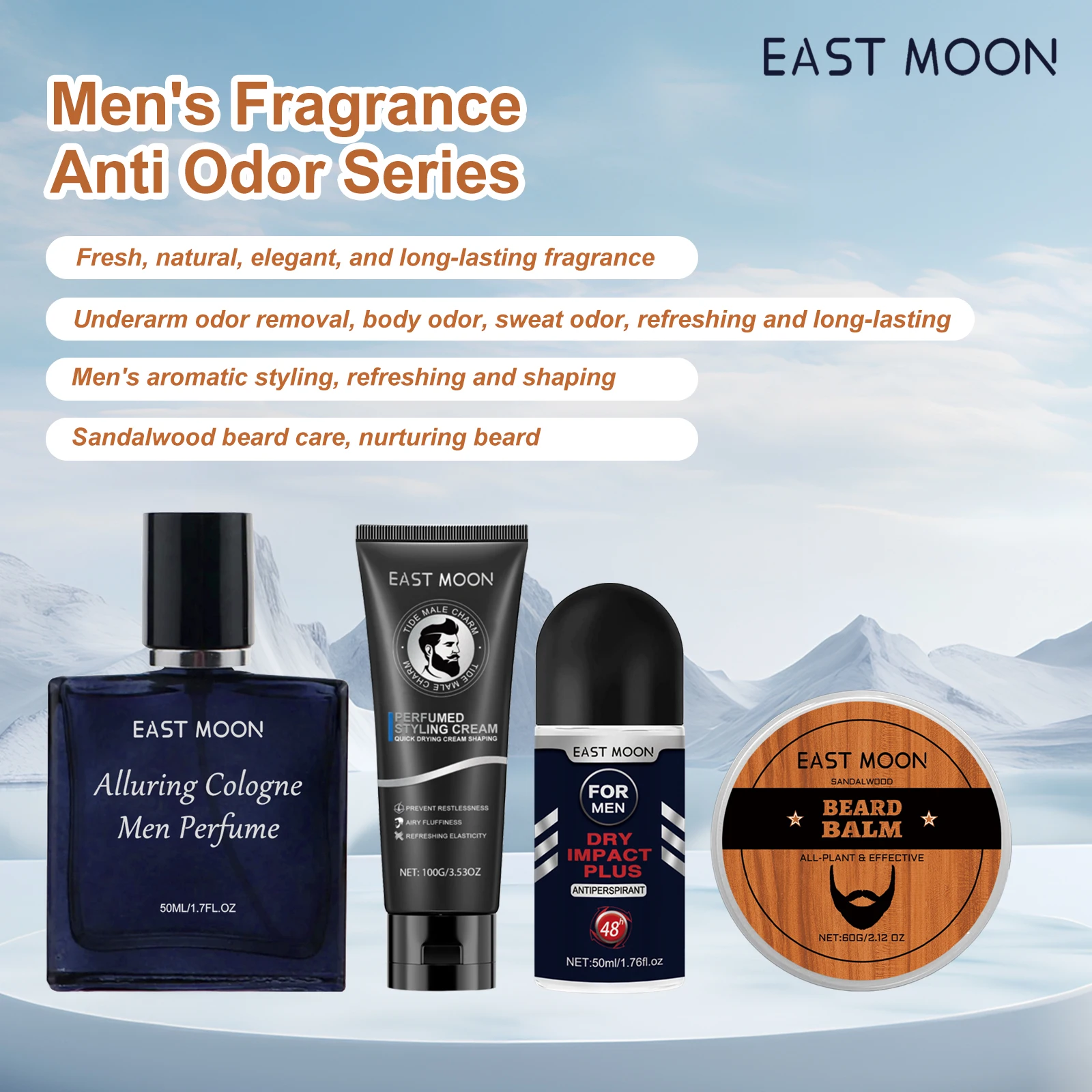 East Moon Men Cologne Fragrance Perfume Beard Care Cream Charming Pheromone Fragrance Styling Hair Fresh Dating Perfume Spray