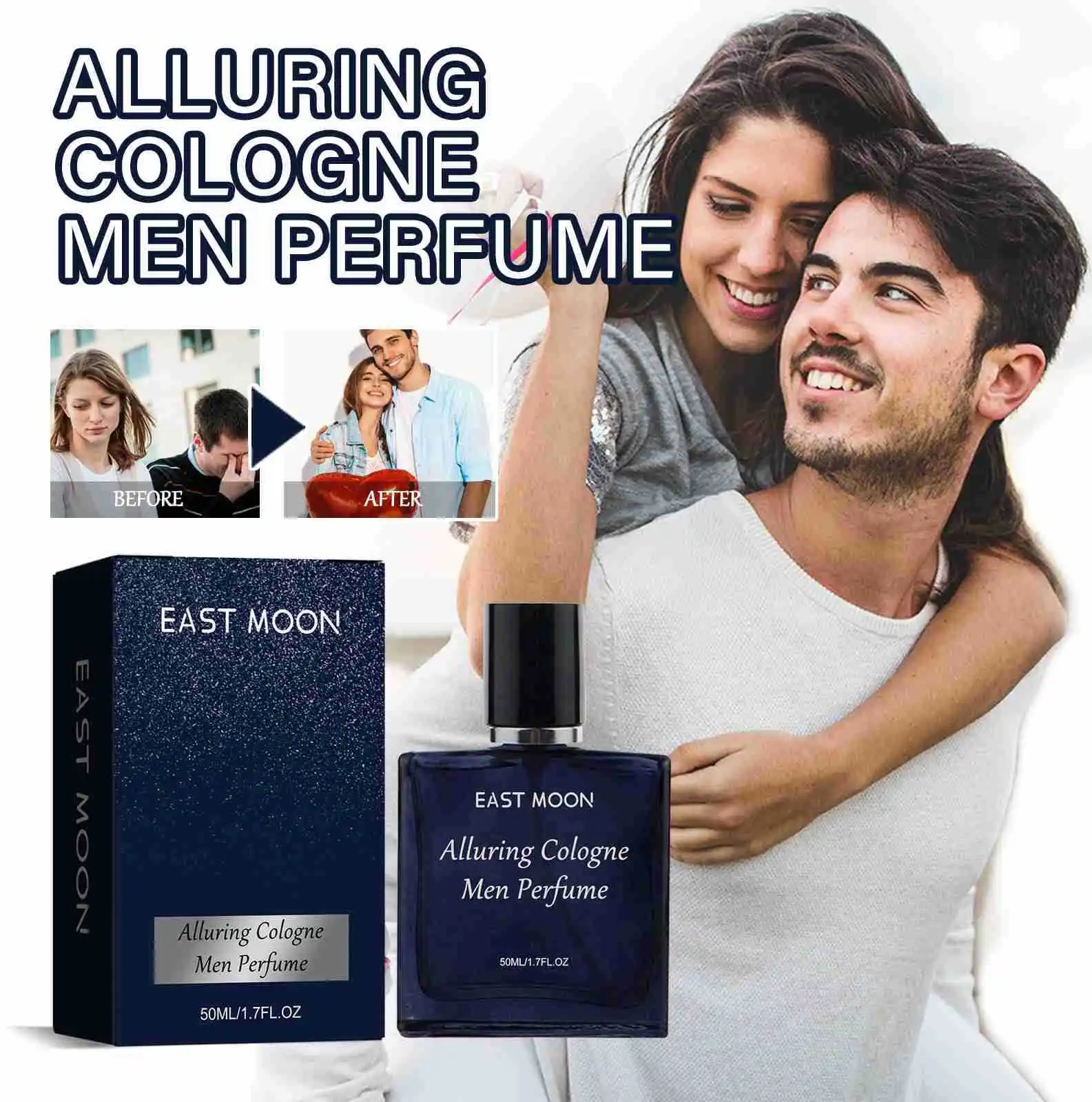 East Moon Men Cologne Fragrance Perfume Beard Care Cream Charming Pheromone Fragrance Styling Hair Fresh Dating Perfume Spray