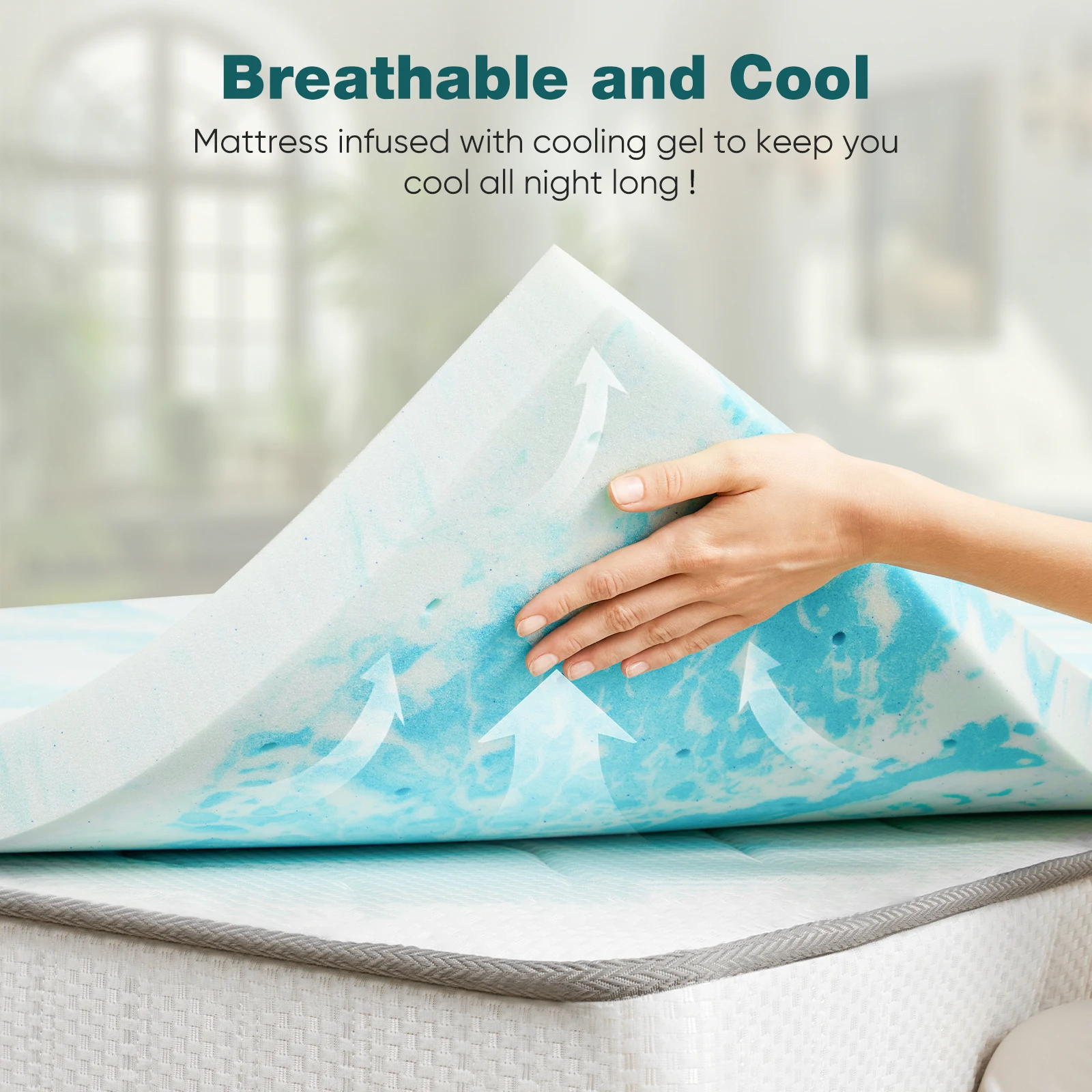 JHK 4 Inch Gel Memory Foam Mattress Topper Full Size Cooling Mattress Soft and Breathable Bed Topper School Bedroom Furniture