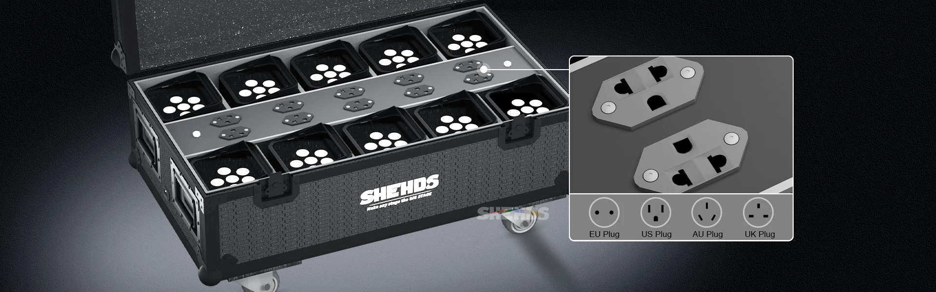 SHEHDS 8/10 PCS 6x18w Wireless Battery Par With Flight Case RGBWA+UV WIFI APP Control Light For DJ Disco Wedding Stage Lighting