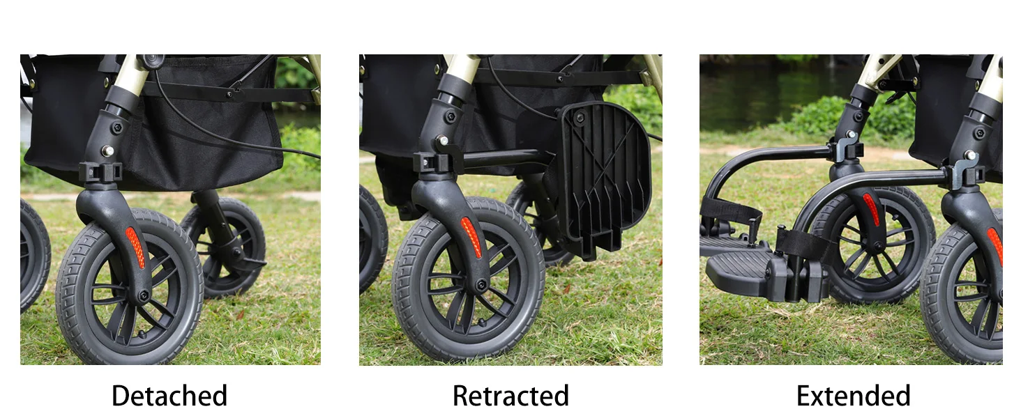 Lightweight 2 in 1 Rolling Walkers Wheelchair Combo for Adult, Transport Chair with Brakes, Adjustable Seat & Handle, 300lbs