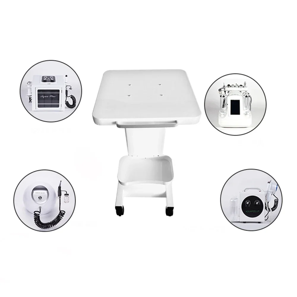 White Salon Trolley With Socket Stand Rolling Cart Beauty Wheel Holder Spa Cart Beauty Machine Spa Tool 45kg