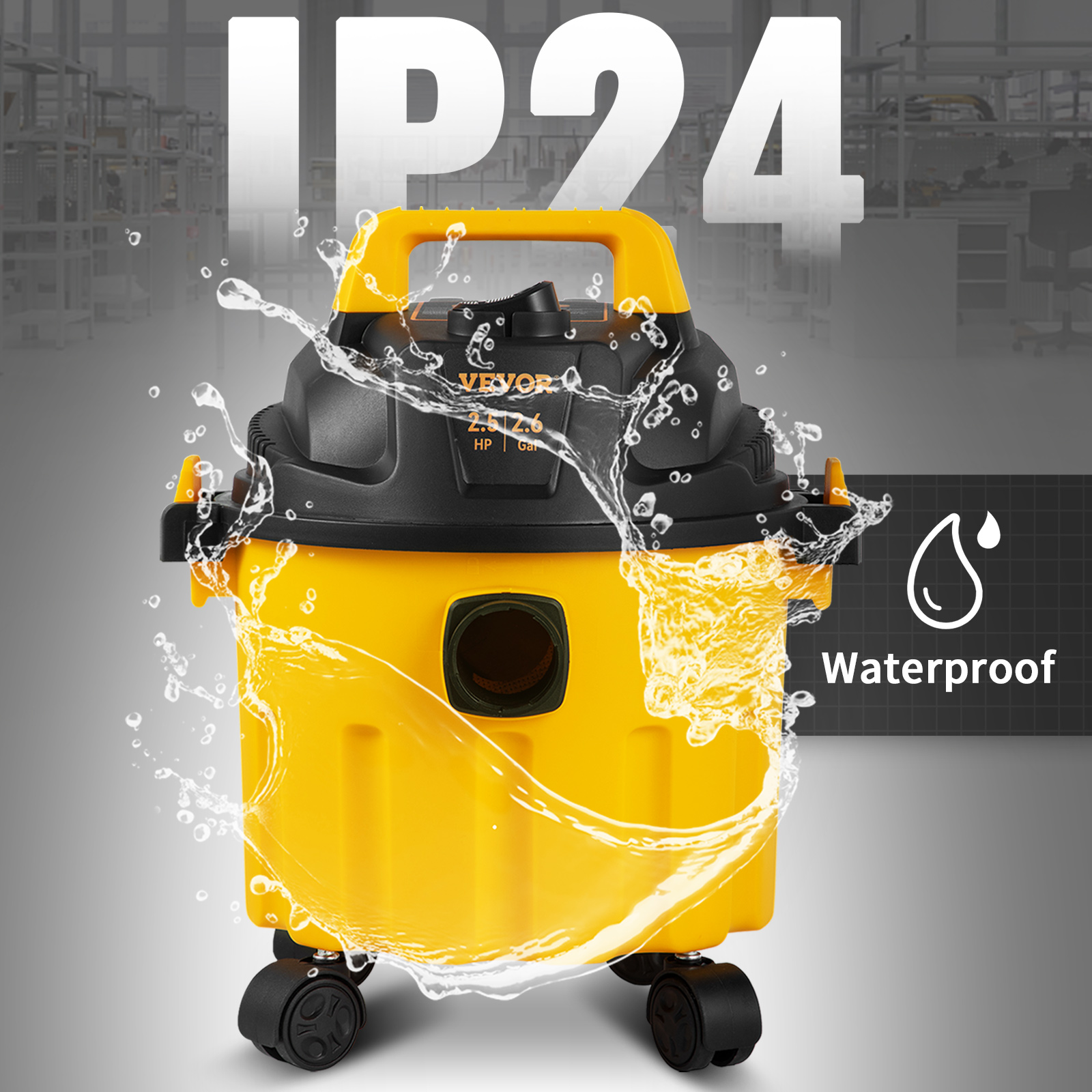 SucceBuy Wet Dry Vac 2.6 Gallon 2.5 Peak HP 3 in 1 Portable Shop Vacuum with Blowing Function Attachment Storage for Floor