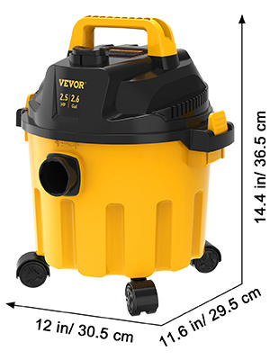 SucceBuy Wet Dry Vac 2.6 Gallon 2.5 Peak HP 3 in 1 Portable Shop Vacuum with Blowing Function Attachment Storage for Floor