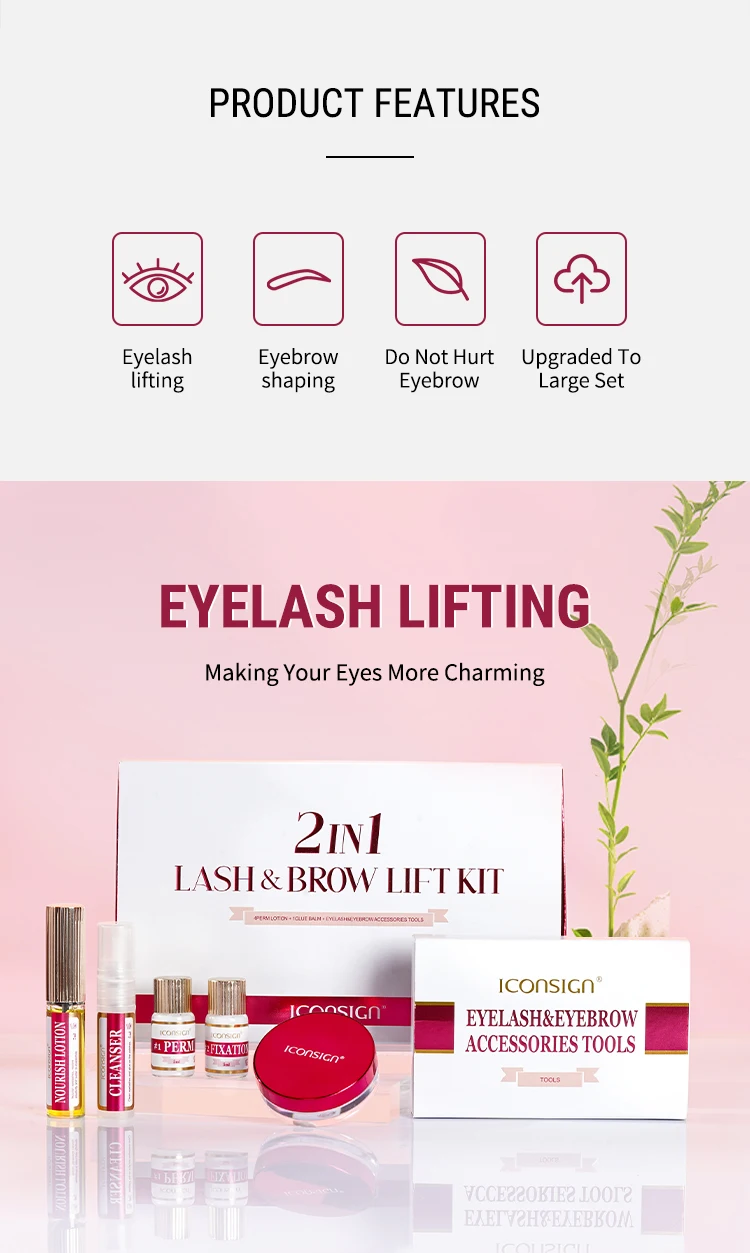 ICONSIGN 2IN1 Professional Fast Perming LASH & BROW Liftng Kit Lasting 6-8 Weeks Mascara Lifting Eyelashes Enhancer Makeup Tool