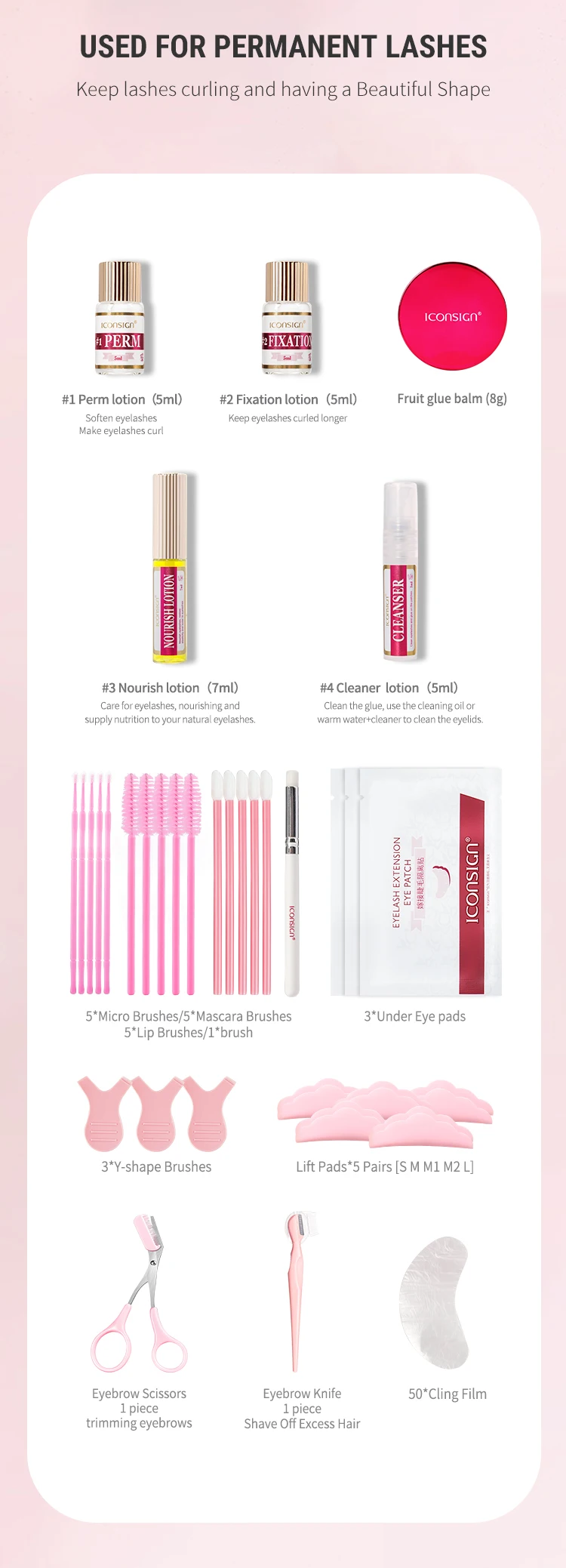 ICONSIGN 2IN1 Professional Fast Perming LASH & BROW Liftng Kit Lasting 6-8 Weeks Mascara Lifting Eyelashes Enhancer Makeup Tool