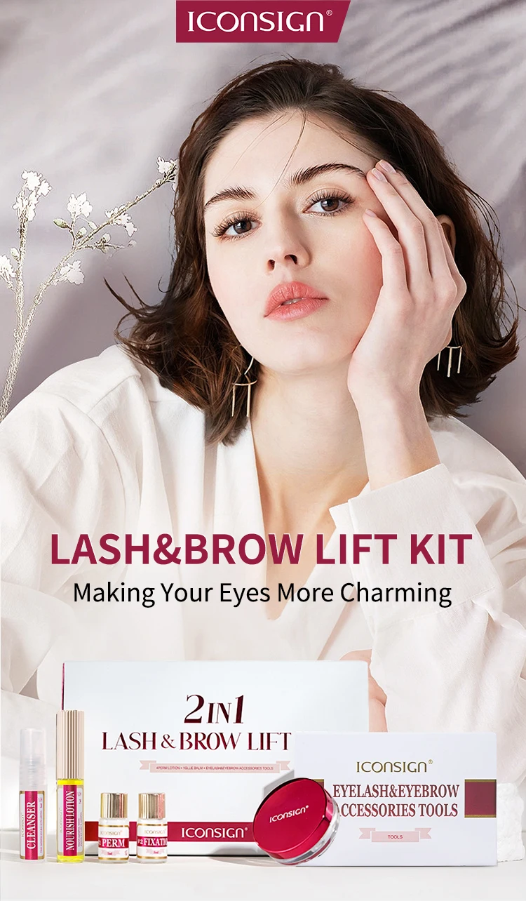 ICONSIGN 2IN1 Professional Fast Perming LASH & BROW Liftng Kit Lasting 6-8 Weeks Mascara Lifting Eyelashes Enhancer Makeup Tool